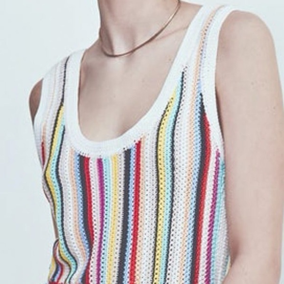 Marie Oliver Crochet Pima cotton Striped Tank - Picture 1 of 8